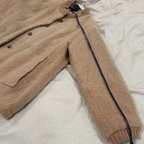 Women's Tan Wool Bomber Jacket - Picture 4 of 4
